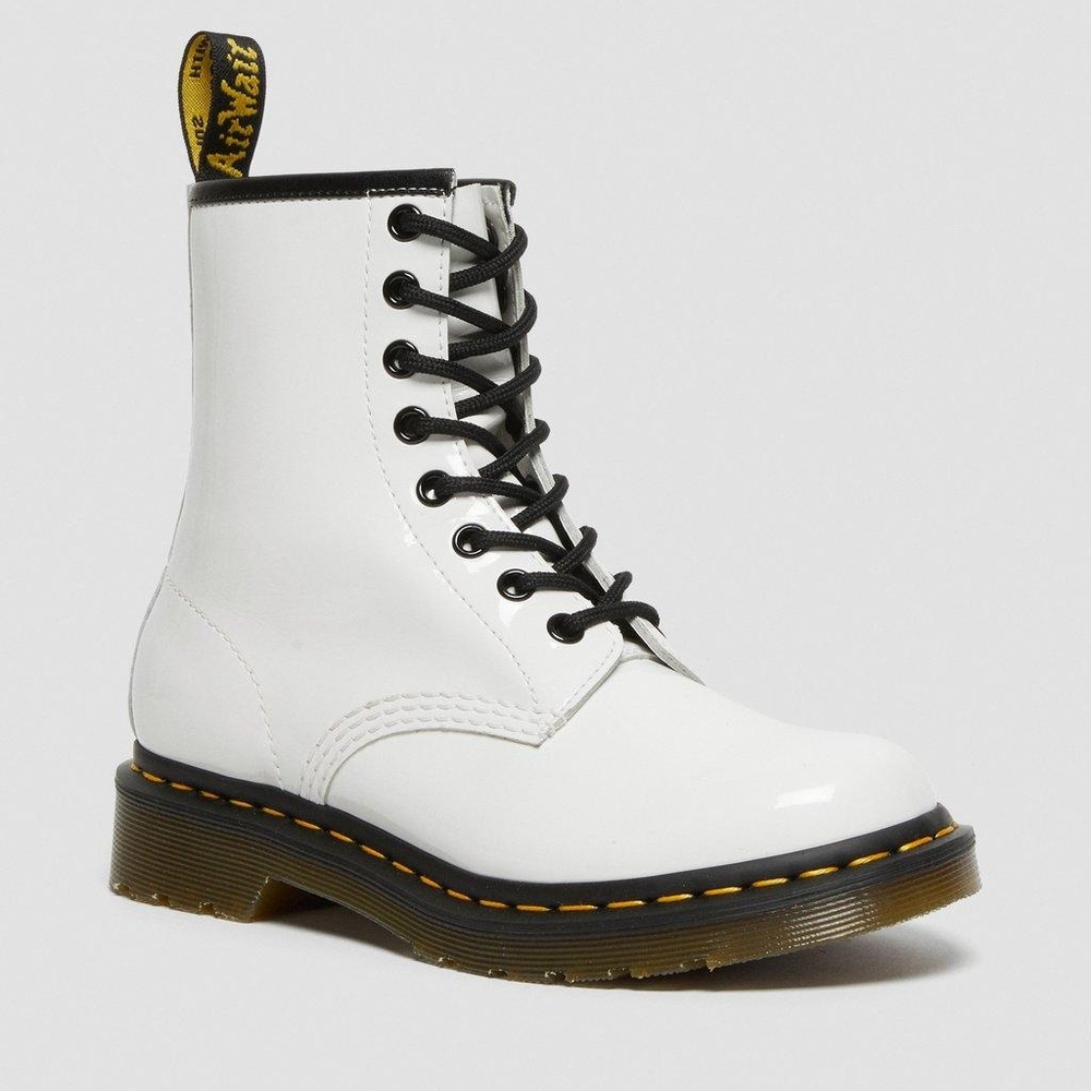 Dr. Martens 1460 Women's White Patent Leather Lace Up Boots Size 5